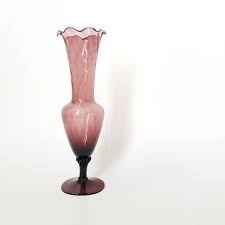 Vintage Purple Glass Bud Vase Ruffled