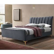 Clover Fabric Small Double Bed In Grey
