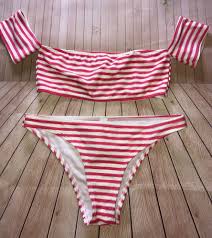 Womens Aerie Red And White Stripe 2 Piece Bikini Swimwear