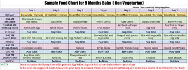 Sample Food Chart For 9 Months Baby Nonvegetarian Food