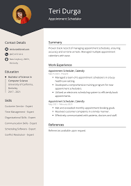 appointment scheduler resume exle
