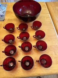 Ruby Glass Punch Bowl S For