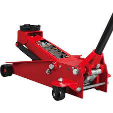 big red 3 ton floor jack with dual