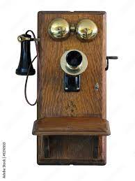 Antique Wall Telephone Stock Photo