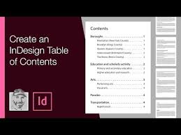 create an indesign table of contents