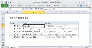 convert date to text excel formula