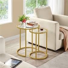 Round Nesting Table With Metal Frame