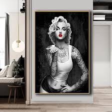 Black White Marilyn Monroe Art Canvas