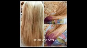To neutralize unwanted undertones, you need to treat your hair with a shade that is opposite to your undesired color on the color wheel. Diy Ombre Hair Tutorial For Blonde Hair Lilac Purple Youtube