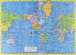 Vintage Map Of The World Mercator Projection