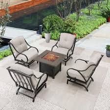 Metal Patio Fire Pit Seating Set