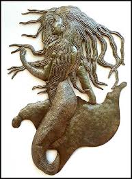 Mermaid With Long Hair Metal Wall Decor