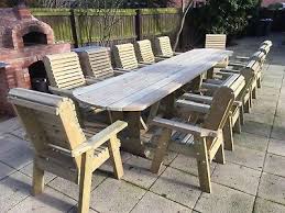 Large Wooden Garden Table And Chairs