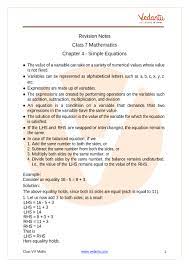 Simple Equations Class 7 Notes Cbse