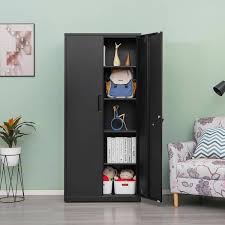 Black Metal Storage Cabinet With 2