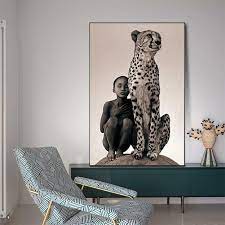 Wild African Boy Cheetah Animal Wall