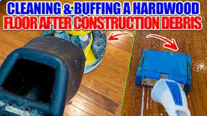 cleaning buffing a hardwood floor
