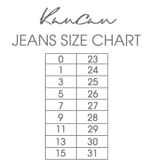 Yes We Carry Kancan Jeans Hello Pink Size Charts