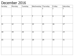 December 2016 Calendar Print Pdf Word Excel