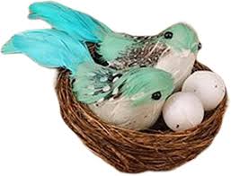 artificial bird nest with eggs birds