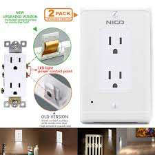 2 Pack Wall Outlet Cover Plate With Led Night Lights