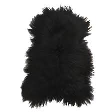 black sheepskin fur throw rug iceland