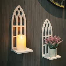 White Candle Sconces Wall Decor Set Of