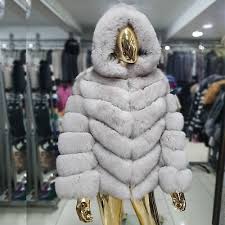 Mens Winter Real Fox Fur Hood Coat