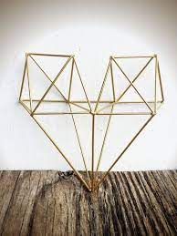 bold 3d geometric metal heart wall art