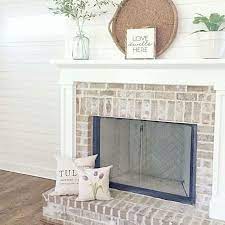 Whitewashed Brick And Shiplap Fireplace
