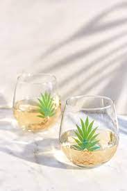Metallic Pineapple Stemless Wine Glass