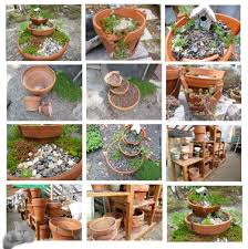 break a clay pot for a fairy garden