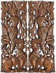 Lion Asian Carved Wood Wall Art Panels