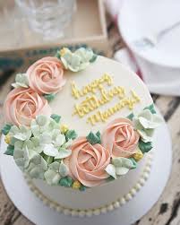 Floral pattern and pastel colors text happy birthday. Collections Of Spring Birthday Cake