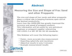Measuring The Size And Shape Of Frac Sand And Other Proppants