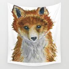 Baby Fox Nursery Wall Art Wall Tapestry