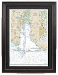 Nautical Chart Mobile Bay Framed