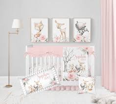 Baby Girl Woodland Crib Bedding Set
