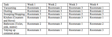 Roommate Cleaning Schedule Polar Explorer