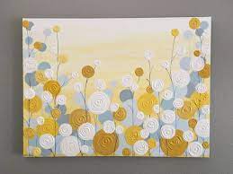 Yellow Blue And Grey Wall Art Textured