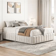 easyfashion upholstered full bed with 4