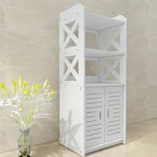 white wood bathroom storage cabinet