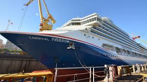 carnival ship sets sail with new funnel