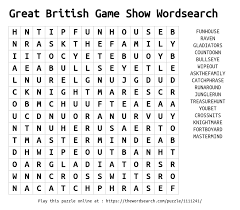Whether it's hunting for words, solving anagrams, or playing scrabble, there are tons of great word games. Download Word Search On Great British Game Show Wordsearch