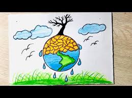 save water save trees drawing