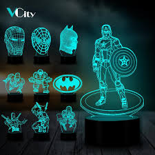 Vcity 3d Marvel Night Light Led Luminaria Table Lamp Super Hero Figure Usb Lighting Party Friends Gift Captain Iron Man Avenger Aliexpress