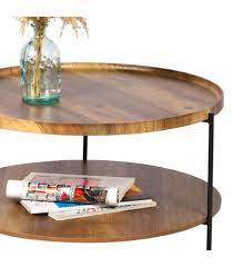 Round Coffee Table Black Metal And Mdf