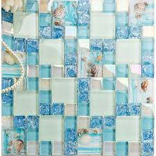 Blue Glass Mosaic Tile Backsplash