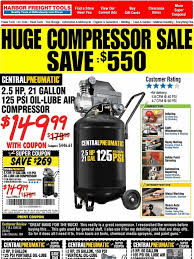 5 gallon 225 psi high performance air compressor by fortress. Harbor Freight Tools Alert Huge Price Compression On All Compressors Save Up To 54 Plus New Super Coupons Milled