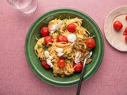 pasta with burst cherry tomatoes and